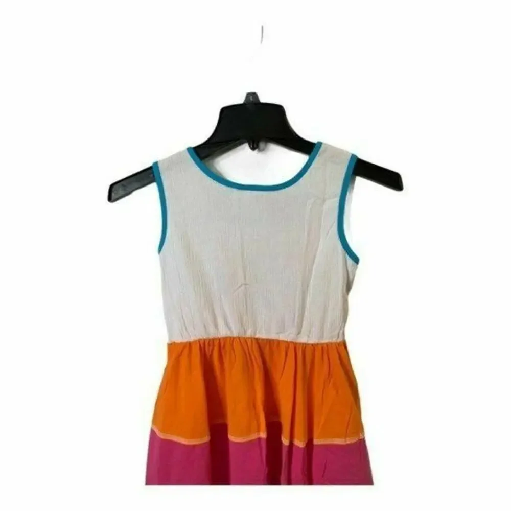 New Jona Michelle Girls Tiered Rainbow Cotton Dress Size 10 Youth Multicolor